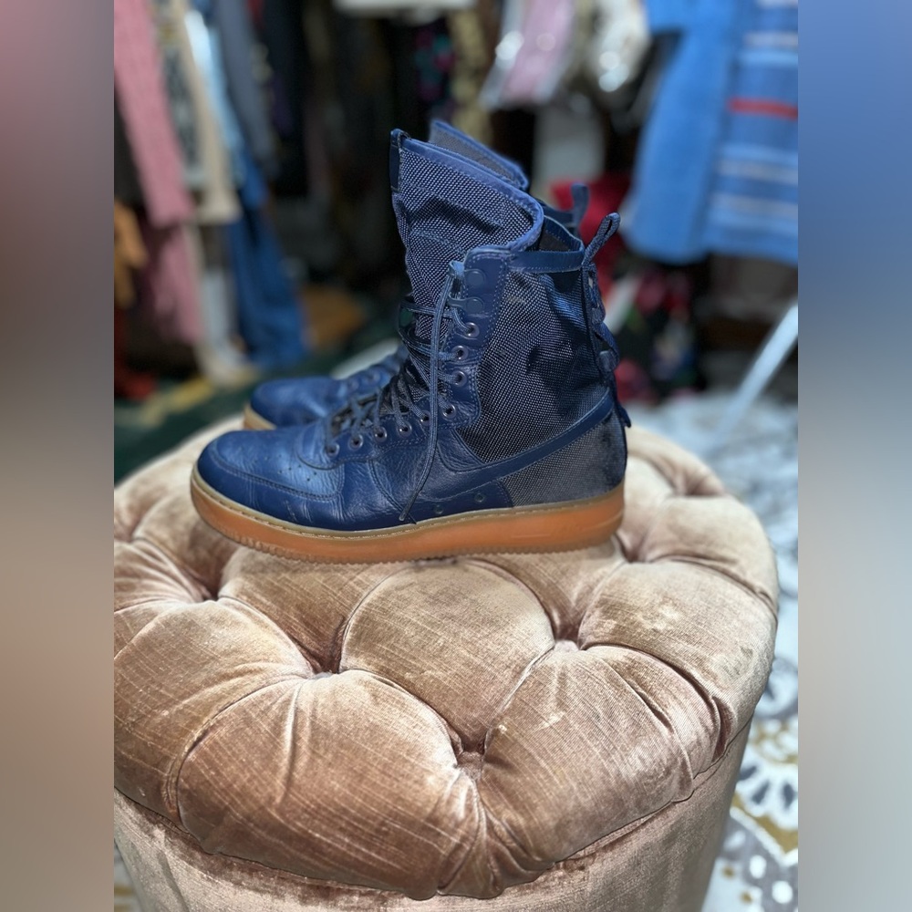 Blue high top sneakers